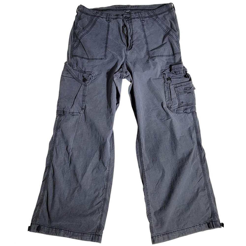 American Eagle Mens Gray Wide Leg Cargo Pants Size 20 Regular Stretch Utility